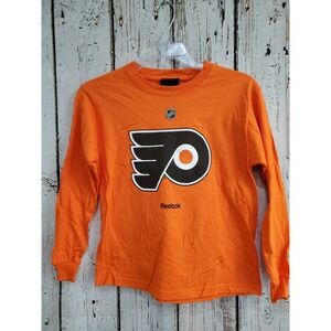 Boy's Medium Reebok Philadelphia Flyers Long Sleeve Tee‎ T-Shirt Shirt NEW